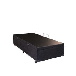 Cama Box Solteiro com Baú Sonnoforte Luxo Suede Preto com Pistão - 078x188 - 2