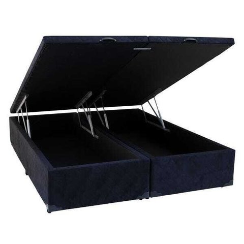 Cama Box King Size com Baú Sonnoforte Luxo Suede Preto com Pistão - 193x203