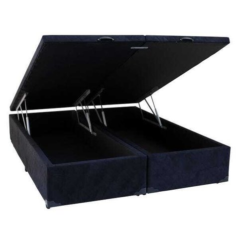 Cama Box Queen Size com Baú Sonnoforte Luxo Suede Preto com Pistão - 158x198