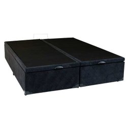 Cama Box Queen Size com Baú Sonnoforte Luxo Suede Preto com Pistão - 158x198 - 2