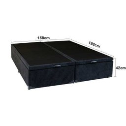 Cama Box Queen Size com Baú Sonnoforte Luxo Suede Preto com Pistão - 158x198 - 3