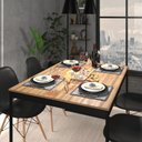 Ver imagem 4 de Mesa de Jantar Tolix 120cm Lamina com Preto Estilo Industrial Madeira e Aço Preta