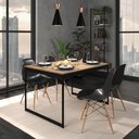 Ver imagem 3 de Mesa de Jantar Tolix 120cm Lamina com Preto Estilo Industrial Madeira e Aço Preta