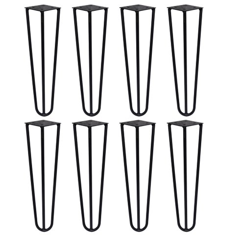 Kit 8 Pés de Metal 25 CM Hairpin Legs Mesas de Centro Puffs Preto