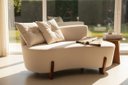 Ver imagem 1 de Namoradeira Sofá Feijão Luna 130cm Orgânica Suede Marfim