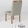 Cadeira Viena Madeira Maciça 43x97x48cm Estofada Tecido Linho Cinza C/ Encosto - 4