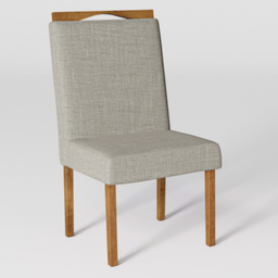 Cadeira Viena Madeira Maciça 43x97x48cm Estofada Tecido Linho Cinza C/ Encosto - 3