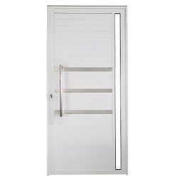 Porta de Alumínio Lambril 210 x 80 Linha 25 Premium com Visor, Friso e Puxador - Direita - 1