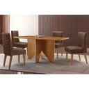 Ver imagem 1 de Conjunto: Mesa Sala Jantar Nevada C/ Tampo Madeirado Canto Curvo 120x80cm e 4 Cadeiras Dafne