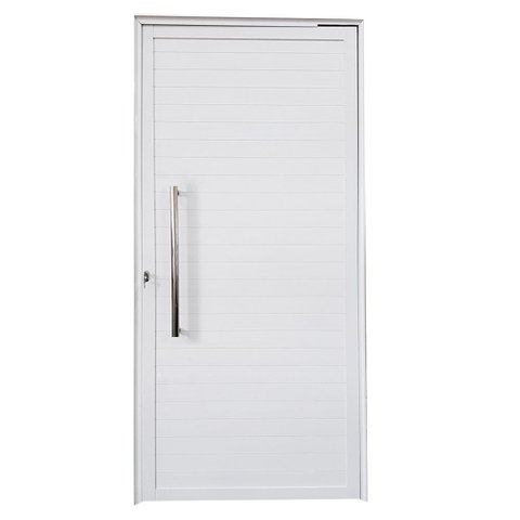 Porta Pivotante de Alumínio Branco 210 x 120 Linha 25 com Puxador - Direita