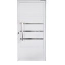 Ver imagem 1 de Porta Pivotante de Alumínio Branco 210 X 120 Linha 25 com Friso - Esquerda