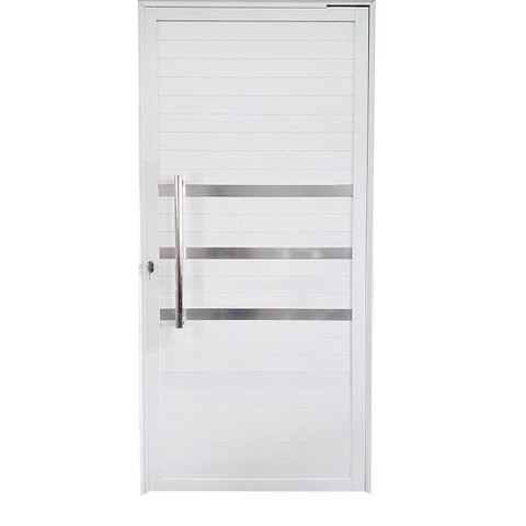 Porta Pivotante de Alumínio Branco 210 x 100 Linha 25 com Friso - Esquerda