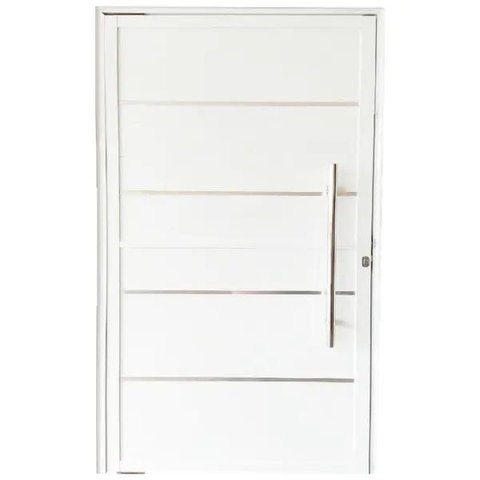 Porta Pivotante de Alumínio Branco 210 x 90 Linha 25 com Friso - Direita