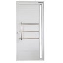 Ver imagem 1 de Porta Pivotante de Alumínio Branco 210 x 100 Linha 25 com Puxador, Friso e Visor - Direita