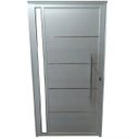 Ver imagem 1 de Porta Pivotante de Alumínio Branco 210 x 90 Linha 25 com Puxador, Friso e Visor - Esquerda