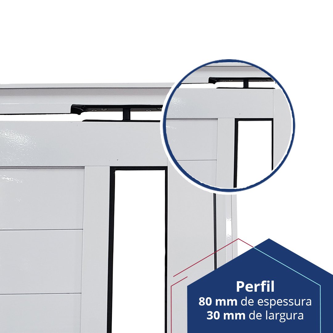 Porta Pivotante de Alumínio Branco 210 X 100 Linha 25 com Puxador, Friso e Visor - Esquerda - 4