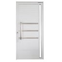 Ver imagem 1 de Porta Pivotante de Alumínio Branco 210 X 100 Linha 25 com Puxador, Friso e Visor - Esquerda