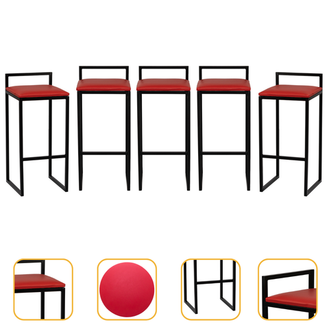 Kit 5 Banqueta Quadrada Preta para Balcão Ilha Cozinha Gourmet Bancada Piscina Bares Àrea de Lazer