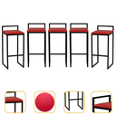 Ver imagem 1 de Kit 5 Banqueta Quadrada Preta para Balcão Ilha Cozinha Gourmet Bancada Piscina Bares Àrea de Lazer
