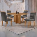 Ver imagem 1 de Mesa de Jantar Olímpia 90cm Mdf Canto Copo e com 4 Cadeiras Carol