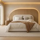 Ver imagem 1 de Cama Casal Maia Estofada Cabeceira Orgânica com Cantos Arredondados