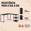 Ver imagem 4 de Mesa em L com Prateleira Office em MDF Estilo Insdustrial Klm Store