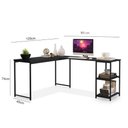 Ver imagem 3 de Mesa em L com Prateleira Office em Mdf Estilo Insdustrial Klm Store