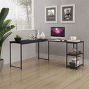 Ver imagem 2 de Mesa em L com Prateleira Office em Mdf Estilo Insdustrial Klm Store