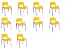 Ver imagem 1 de Kit 10 Cadeiras Infantil Iso, Escola, Base Cinza- Amarelo