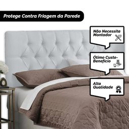 Cabeceira Cama Box Casal 1.40 Painel Capitonê Intense Corino Branco - Lh Móveis - 11