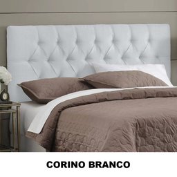 Cabeceira Cama Box Casal 1.40 Painel Capitonê Intense Corino Branco - Lh Móveis - 6