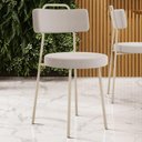 Ver imagem 2 de Cadeira Decorativa Estofada para Sala de Jantar Barcelona Arena L02 Bouclê Creme - Lyam