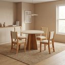 Ver imagem 1 de Mesa de Jantar Redonda com 4 Cadeiras 90x78x50cm Blonde Bege Linha Chilli