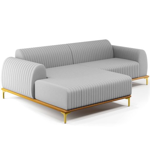 Sofá 6 Lugares com Chaise Esquerdo Sala de Estar Molino 350cm D02 Linho Cinza C-315 - Lyam Decor