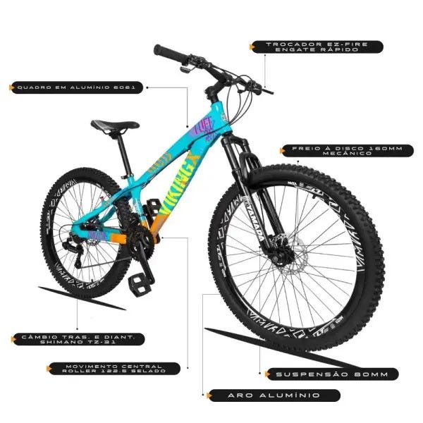 Bike Aro 26 Vikingx Tuff30 21v Freio Disco Freeride Crianças