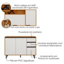 Ver imagem 4 de Balcao com Tampo e Armario Aereo 120 cm Ravena Freijo Off Acetinado Poliman