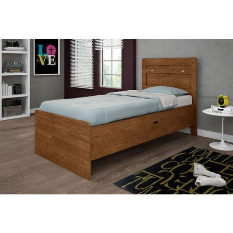 Cama Solteiro Baú Larissa Malbec para Colchão 88x188
