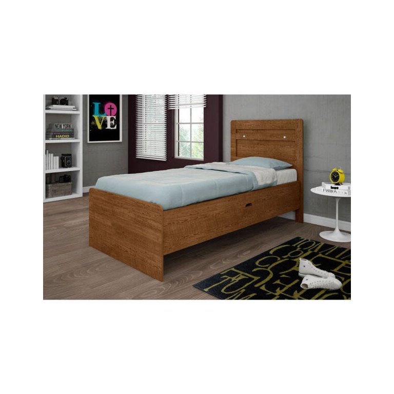 Cama Solteiro Baú Larissa Malbec para Colchão 88x188