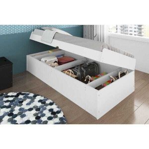 Cama Baú Camila Solteiro Branco - Framar