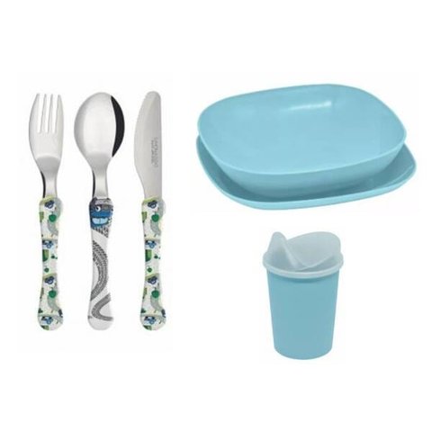 Conjunto Infantil para Refeição Simonaggio - Kids Trend - Talheres- Pratos - 6 Pçs - Carros