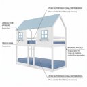 Ver imagem 2 de Beliche Montessoriano Casinha Encantada Madeira Maciça Branco e Azul Housin