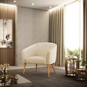 Ver imagem 7 de Poltrona Corino Bege Pés Palito Castanho