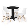 Conjunto Mesa de Jantar Redonda Bellus Preta 80cm com 4 Cadeiras Eames Eiffel - Branco - 1