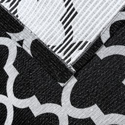 Tapete Jacquard Emborrachado 2,00 M X 3,00 M Sala Latex Antiderrapante Quarto Grande Arabesco Preto - 6