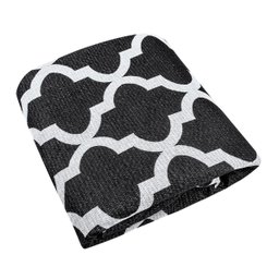 Tapete Jacquard Emborrachado 2,00 M X 3,00 M Sala Latex Antiderrapante Quarto Grande Arabesco Preto - 4