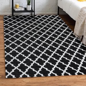 Tapete Jacquard Emborrachado 2,00 M X 3,00 M Sala Latex Antiderrapante Quarto Grande Arabesco Preto
