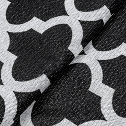 Tapete Jacquard Emborrachado 2,00 M X 3,00 M Sala Latex Antiderrapante Quarto Grande Arabesco Preto - 5