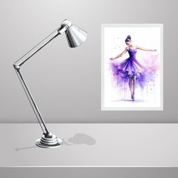 Quadro Bailarina Lilás- Aquarela 33x24cm:moldura Branca - 2