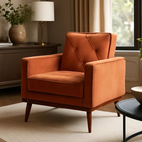 Poltrona Florença Decorativa em Veludo Premium:Terracota