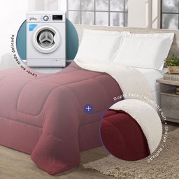 Coberdrom King Maya Dupla Face Sherpa Mantinha Soft Inverno Vermelho - 2